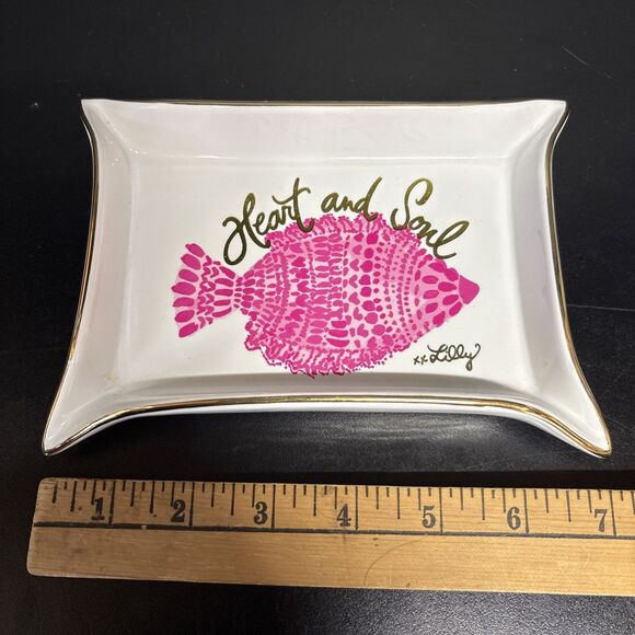 Lilly Pulitzer Pink Fish Rectangular Printed Trinket Dish - Picture 3 of 4